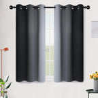 SimpleHome Ombre Room Darkening Curtains 45 inches Length for Bedroom,Grommet Gradient Light Blocking Black Gradient Window Curtains for Living Room,2 Panels, 42x45 inches