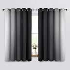 Yakamok Room Darkening Ombre Curtains 63 Inch Length, Black and Greyish White Thermal Insulated Gradient Color Curtains,Light Blocking Grommet Window Drapes for Bedroom,62 Inch Width,2 Panels