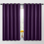 Yakamok Blackout Curtains Room Darkening Thermal Insulated Window Panels,Solid Grommet Top Drapes for Bedroom/Living Room(62Wx63L, Purple, 2 Panels)