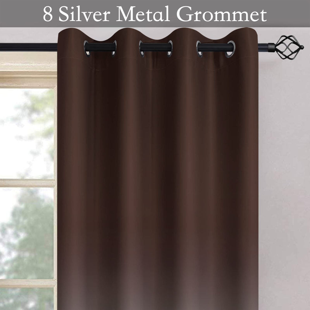 SimpleHome Brown to Grey White Ombre Room Darkening Curtains 84 Inch