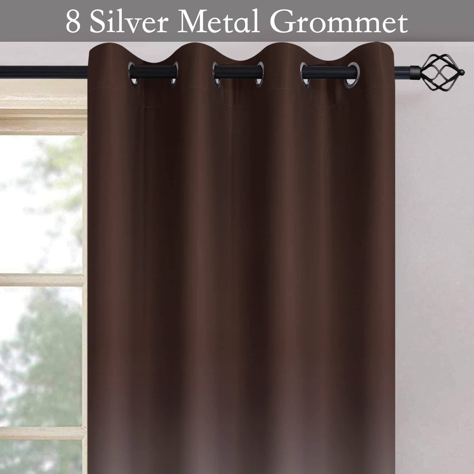 SimpleHome Brown to Grey White Ombre Room Darkening Curtains 84 Inch