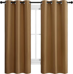 NICETOWN Sleek Blackout Curtains 68 inches Length for Small Windows, Noise Reducing and Block Draft Panels for Door Doorway Laundry Office Luxury Decor Theme (2 Panels, Gold Brown, W42 x L68 -Inch)