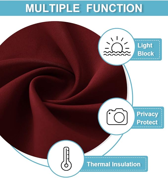 RYB HOME Kitchen Blackout Curtains Over Sink 36 inch Length, Rod Pocket Summer Light UV Blocking Energy Efficient, Cabinet Shelf Cupboard Coverings, Width 29 by Length 36, Burgundy Red, 2 Panels