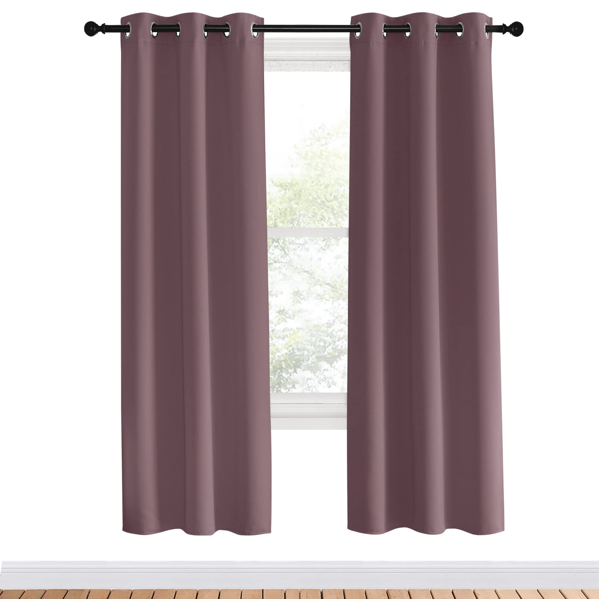 NICETOWN Blackout Curtains for Bedroom, Dry Rose, 34 inches by 70 inches Long Curtains & Drapes for Living Room, Thermal Insulated Window Treatment Draperies for Nursery