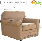 Easy-Going Chair Sofa Slipcover Reversible Sofa Cover Water Resistant Couch Cover Furniture Protector Cover with Elastic Straps for Pets Kids Children Dog Cat (Chair, Greyish Green/Beige)