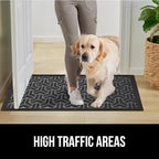 GORILLA GRIP 100% Waterproof All-Season WeatherMAX Doormat, US Designed Natural Rubber, Stain and Fade Resistant, Low Profile Indoor Outdoor Door Mats, Easy Clean Patio Mat, 29x17, Slate Geometric