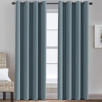 H.VERSAILTEX Blue Curtains/Drapes Blackout for Bedroom Room Darkening Thermal Curtains for Living Room Noise Reducing Sound Proof Solid Grommet Curtain (One Panel, Stone Blue, 52" W x 102" L)