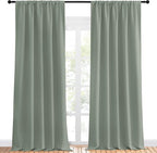 NICETOWN Window Curtains Blackout Drapes - Thermal Insulated Solid Rod Pocket Blackout Curtains/Draperies for Living Room (Sage Green, One Pair, 52 by 95-Inch)