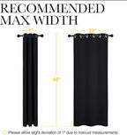 NICETOWN Living Room Blackout Curtains and Drapes, Black Solid Thermal Insulated Grommet Blackout Drapery Panels for Window (2 Panels, 29 inches Wide by 45 inches Long, Black)