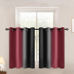 Yakamok Blackout Ombre Burgundy and Black Curtains for Bedroom, Gradient Room Darkening Curtains, Grommet Thermal Insulated Light Blocking Window Drapes/Curtain for Living Room,52 x 36 Inch,2 Panels