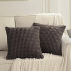 Fancy Homi 4 Packs Boho Dark Brown Decorative Throw Pillow Covers 26x26 Inch for Living Room Couch Bed Sofa, Rustic Modern Farmhouse Home Decor, Soft Plush Corduroy Cute Square Cushion Case 66x66 cm