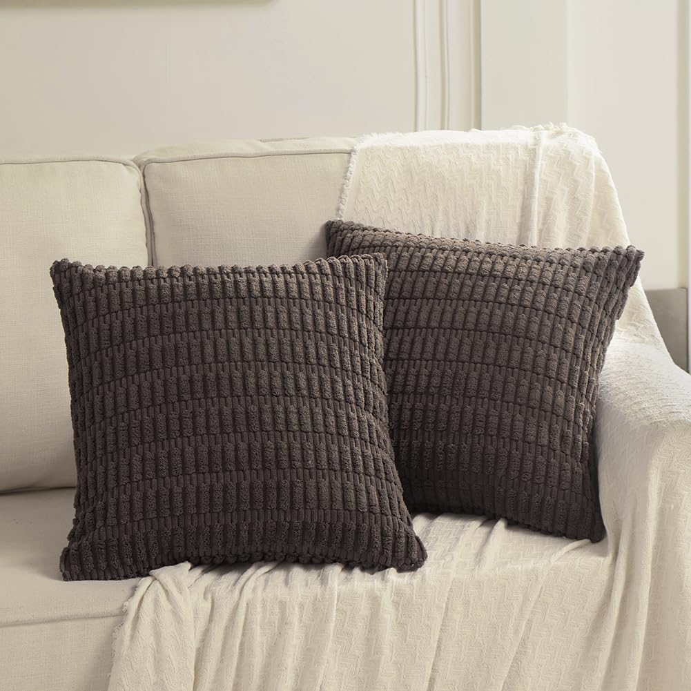 Fancy Homi 4 Packs Decorative Throw Pillow Covers for Living Room Couch Bed, Modern Farmhouse Boho Home Décor Accent Cushion Case, 20" x 20", Dark Brown