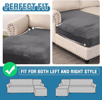 H.VERSAILTEX Velvet Stretch Individual Chaise Cover Sectional Couch Covers for L Shaped Sofa Both Left/Right Furniture Protector Seat Cushion Sofa Cover (1 Piece Chaise Cover, Grey)