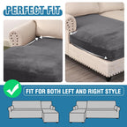 H.VERSAILTEX Velvet Stretch Individual Chaise Cover Sectional Couch Covers for L Shaped Sofa Both Left/Right Furniture Protector Seat Cushion Sofa Cover (1 Piece Chaise Cover, Grey)