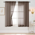Chocolate Sheer Curtains 63 Inch Length 2 Panels, Voile Sheer Curtain for Living Room, Breathable Light Filtering Modern Window Treatments, Soft Fabric Dual Rod Pocket Drapes, 2x42Wx63L Inches