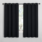 NICETOWN Blackout Curtain Panels for Bedroom, 2 Panels, W52 x L60-inch, Black, Thermal Insulated Grommet Top Blackout Draperies and Drapes for Basement