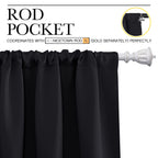 NICETOWN Black Blackout Curtain Blinds - Solid Thermal Insulated Window Treatment Blackout Drapes for Bedroom (2 Panels, 52 inches Wide by 72 inches Long)