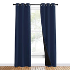 NICETOWN 100% Blackout Curtain Set, Thermal Insulated & Energy Efficiency Window Draperies for Guest Room, Full Shading Panels for Shift Worker and Light Sleepers, Navy Blue, 37W x 80L, 2 PCs