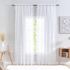 YJ YANJUN Vintage Lace Curtains 72 Inches Long- Victorian Floral Pattern White Sheer Curtain Panels for Patio Door Living Room Bedroom,Light Filtering, French Country Drapes 2 Panels 52W x 72L