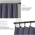 Simplebrand Ava Greyish Purple Short Blackout Curtains for Bedroom 45 Inches Long 2 Panels Set, Solid Thermal Insulated, Energy Saving Window Treatment Curtains Blackout Drapes, W40 x L45 Inch