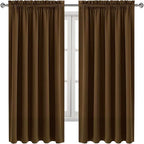 DWCN Blackout Curtains for Bedroom – Rod Pocket Thermal Insulated Noise Reducing Noise Reducing Drapes for Living Room, W 60 x L 63 Inch, 2 Panels, Brown