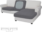 Easy-Going Stretch 3 Pieces Couch Cushion Covers for Sectional Sofa Left/Right L Shape Chaise Lounge Sofa Seat slipcover Anti-Slip Sofa Cover Soft (2 Seater + 1 Chaise, Grey)