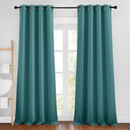 NICETOWN Sea Teal Blackout Curtains for Living Room, Grommet Thermal Insulated Window Drapes Room Divider Blinds Sound Reducing for Living Room, W46 x L102, 2 Pieces