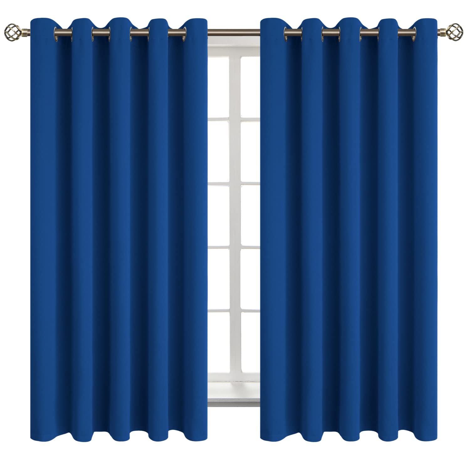 BGment Royal Blue Blackout Curtains for Bedroom 63 Inch Long - 2 Panels