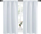 NICETOWN Greyish White Window Curtain Panels - Thermal Insulated Rod Pocket Room Darkening Curtain Sets for Bedroom (Greyish White, 2 Panels, 34 in x 45 in (W x L))