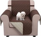 U-NICE HOME Reversible Oversized Chair Covers Quilted Water Repellent Pet Protectors with Elastic Straps(28''Armchair, Coffee/Beige)