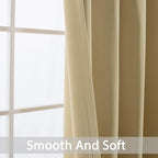 Yakamok Blackout Curtains Room Darkening Thermal Insulated Grommet top Window Curtains for Living Room, 52 x 72Inch, Beige, Set of 2