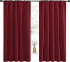 NICETOWN Christmas Burgundy Blackout Curtains and Drapes - Soft Fabric Thermal Insulated Solid Rod Pocket Room Darkening Draperies for Window (2 Panels, 52 inches Width by 63 inches Length)