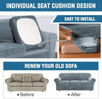 H.VERSAILTEX Rich Velvet Stretch 2 Piece Cover Chair Slipcover Sofa Cover Furniture Protector Couch Soft with Elastic Bottom Chair Couch Cover with Arms Width Up to 49 Inch(Chair, Stone Blue)