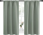 NICETOWN Window Curtains Blackout Drapes - Thermal Insulated Solid Rod Pocket Blackout Curtains/Draperies for Living Room (Greyish Green, One Pair, 34 by 45-Inch)