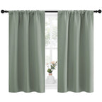 NICETOWN Window Curtains Blackout Drapes - Thermal Insulated Solid Rod Pocket Blackout Curtains/Draperies for Living Room (Greyish Green, One Pair, 34 by 45-Inch)