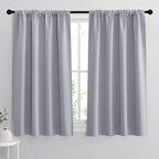 RYB HOME Short Blackout Curtains for Bedroom, Room Darkening Insulated Summer Heat Light UV Blocking Energy Saving Drapes for Nursery, Width 42 by Length 48, Silver Grey, Set of 2