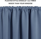 RYB HOME Basement Bathroom Kitchen Cafe Blackout Privacy Curtains, Short Insulating Light UV Heat Blocking Privacy Curtain Tiers for Laundry Room, Width 34 by Length 30, Stone Blue, 2 Panels