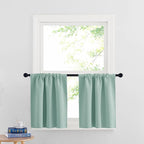 RYB HOME Cafe Blackout Curtains 24 inch Length, RV Curtains for Camper Windows, Mini Short Small Insulating Light UV Heat Blocking Privacy Half Window Tiers, Width 29 by Length 24, Aqua, 2 Panels