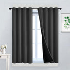 Yakamok 100% Blackout Curtains, 2 Thick Layers Thermal Insulated Total Blackout Drapes for Bedroom, Heat Blocking Window Curtains for Living Room(Charcoal Grey, 52Wx45L, 2 Panels)
