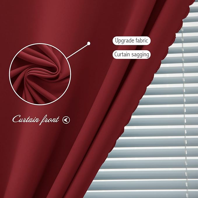 Self Adhesive Curtains, Stick Curtain Blackout Shades Window Cover Curtains for Living Room No Drilling, 47" W X 84" L, Burgundy, 1 Panel