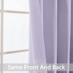 Yakamok Blackout Curtains Room Darkening Thermal Insulated Window Panels,Solid Grommet Top Drapes for Bedroom/Living Room(62Wx63L, Lilac, 2 Panels)