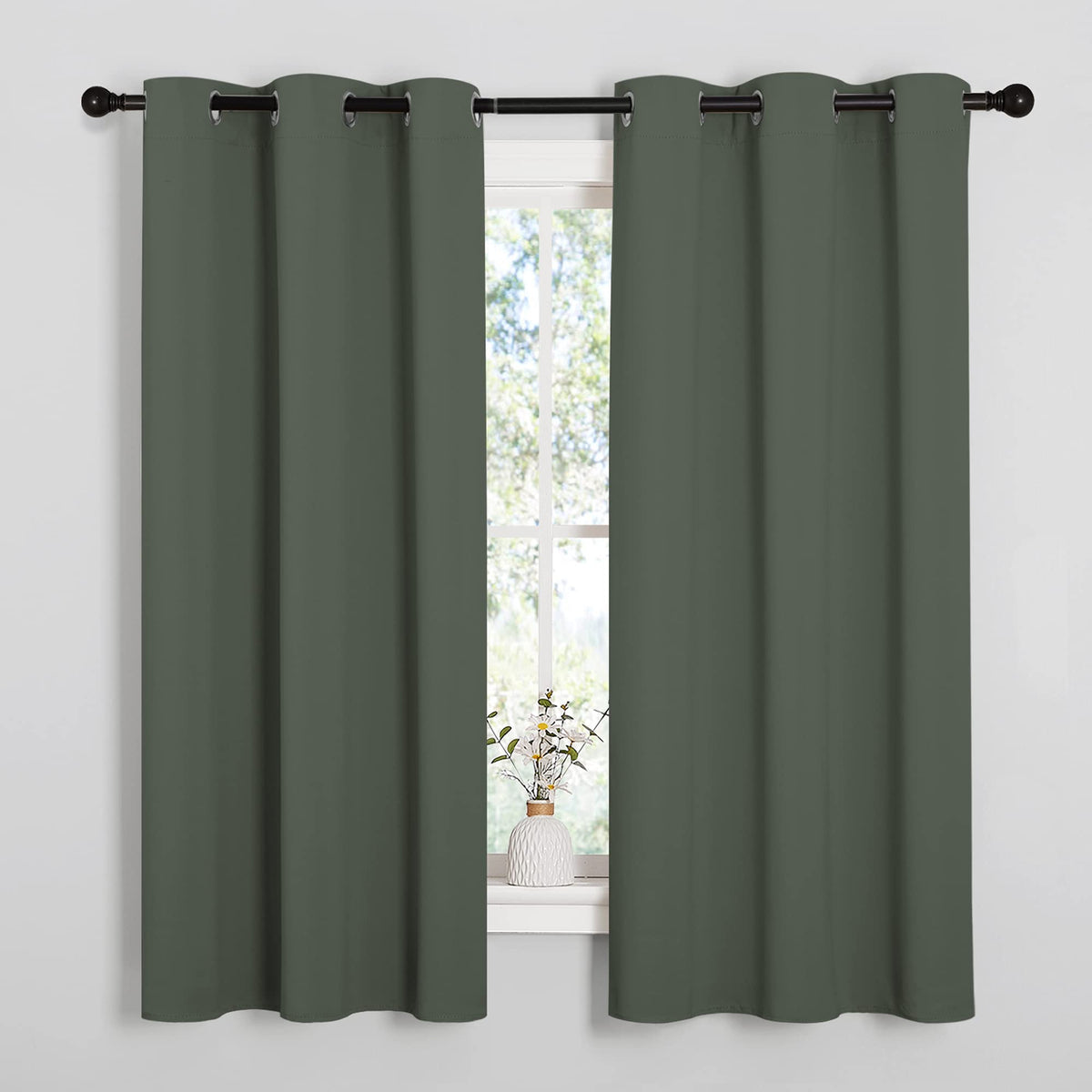 NICETOWN Grey Blackout Curtains for Bedroom 42" Wide x 63" Long 2 Panels