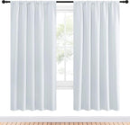 NICETOWN Bedroom Window Curtain Panels - Window Treatment Thermal Insulated Rod Pocket Room Darkening Drapes for Patio Door (Greyish White, 2 Panels, 52 in x 72 in (W x L))
