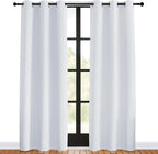 NICETOWN Room Darkening Curtain Panels for Bedroom, Greyish White, 2 Panels, 42 by 80, Easy-Care Solid Thermal Insulated Grommet Room Darkening Draperies/Drapes