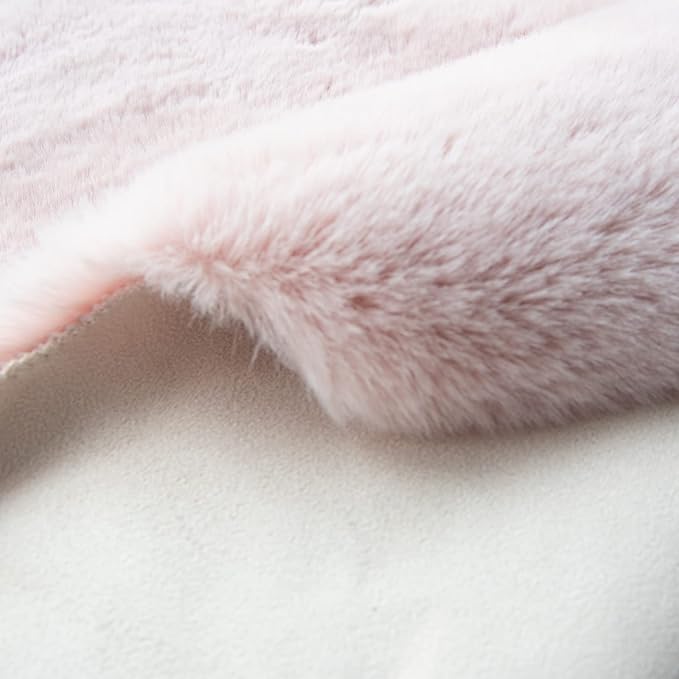 ORINOVA Pink Faux Fluffy Rabbit Fur Rug for Living Room Shag Washable Rug Area Rugs for Bedroom 3x5 Nursery Rugs