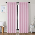 Simplebrand Ava Pink Blackout Curtains for Bedroom 84 Inch Length 2 Panels Set, Solid Thermal Insulated Privacy Nursery Window Treatment Curtains Blackout Drapes, W50 x L84 Inch, Pink