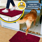 Muddy Mat® | Super Water Absorbent Door Mat Indoor, Microfiber Quick Dry Chenille Entryway Rug, Slip Resistant Front Door Mat, Indoor Mats for Entryway, Machine Washable Pet Rug, Maroon 24" x 72"
