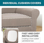Turquoize 2 Piece Chair Covers Chair Slipcovers for Living Room Armchair Couch Cover Chair Sofa Cover with Individual Cushion Covers Furniture Cover for Chairs Feature Jacquard Fabric (Chair, Sand)