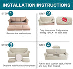 Turquoize 4 Piece Sofa Covers for 3 Cushion Couch Sofa Slipcover Soft Couch Cover for Dogs-Washable Sofa Furniture Covers with 3 Individual Large Cushion Covers (XL Sofa, Island Fossi)