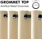 MIULEE Cream Beige Blackout Bedroom Curtains 63 Inch Long Light Blocking